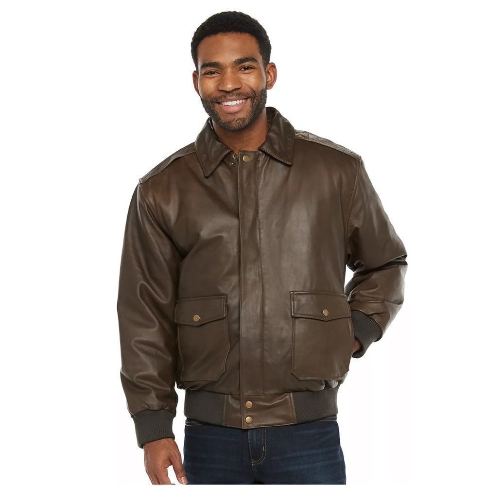 Vintage Leather Men’s Leather Jacket With Removable Faux Fur‎ Lining Medium NWT